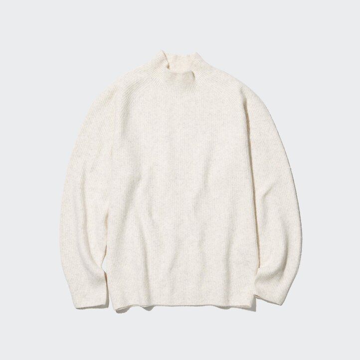 mens uniqlo 3d knit seamless souffle yarn mock neck jumpers brown
