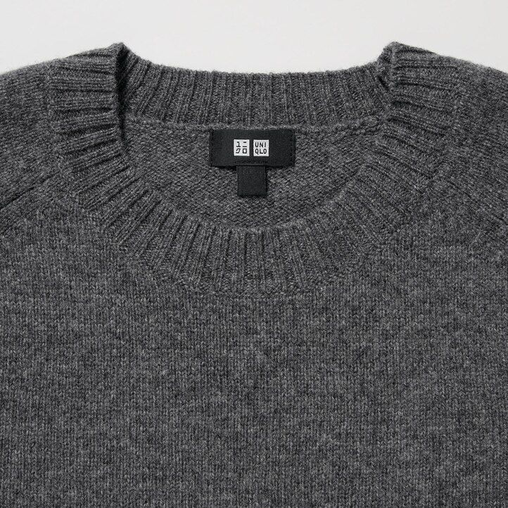 orange uniqlo premium lambswool crew neck mens jumpers