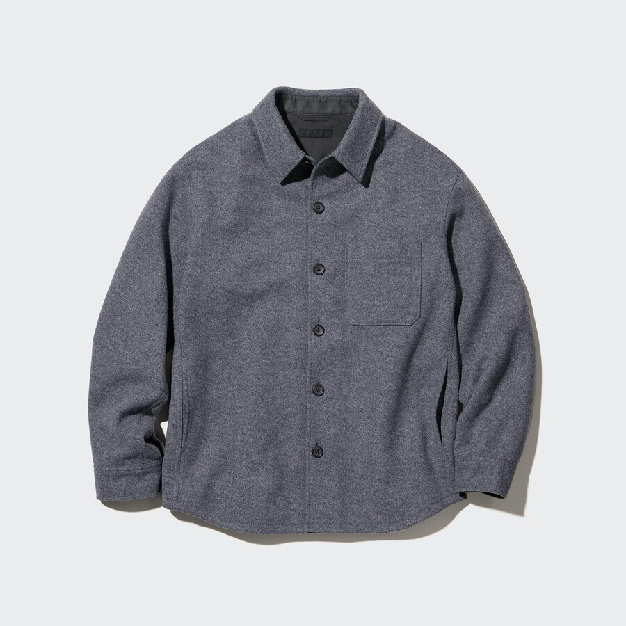 grey mens uniqlo overshirt overshirt
