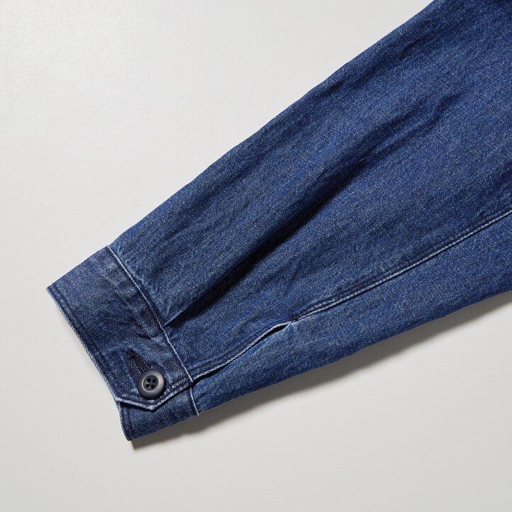 blue mens uniqlo cotton linen blend utility overshirt
