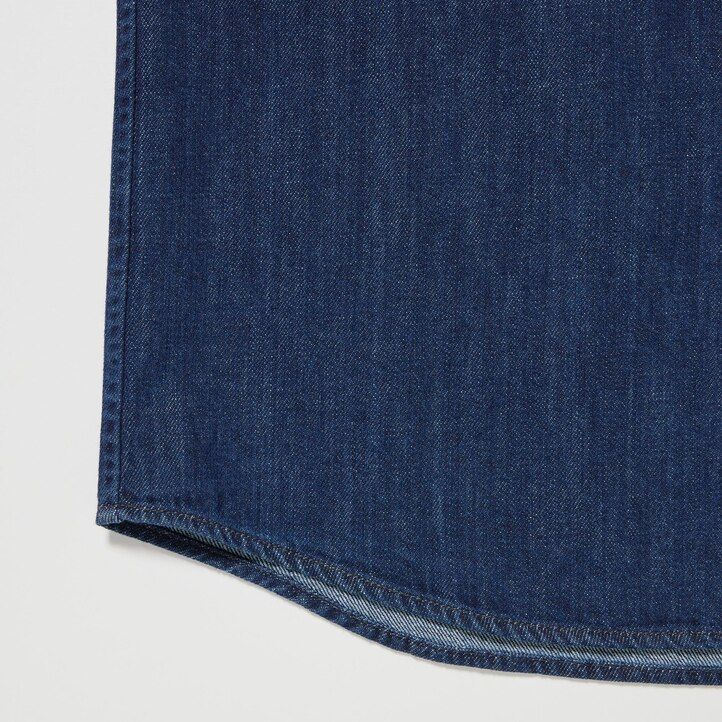 uniqlo denim oversized utility mens overshirt blue