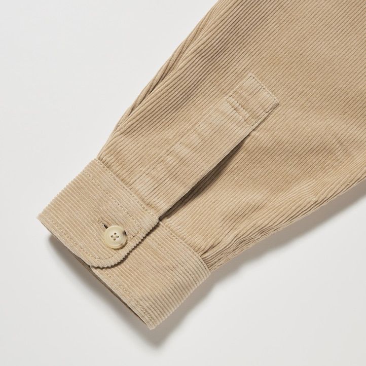 mens uniqlo corduroy oversized work overshirt beige