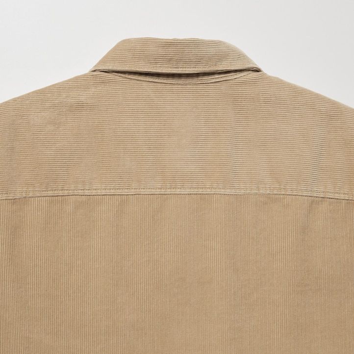 mens uniqlo corduroy oversized work overshirt beige