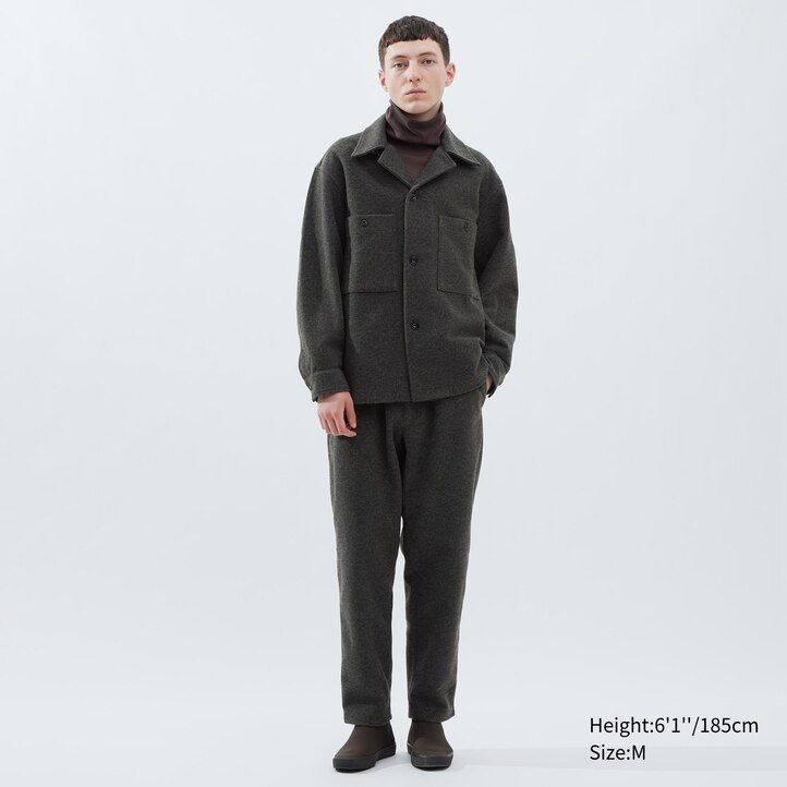 uniqlo fleece jersey mens overshirt grey