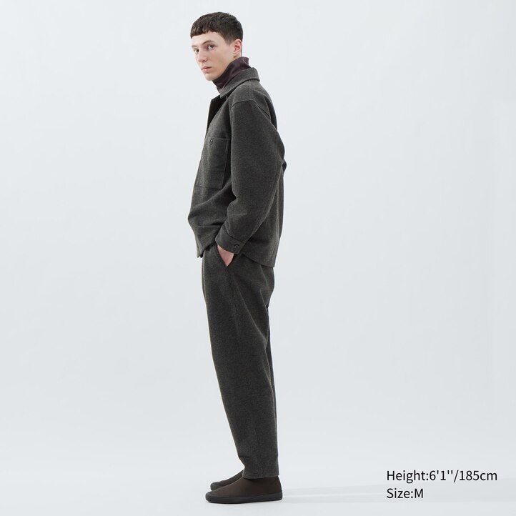 uniqlo fleece jersey mens overshirt grey