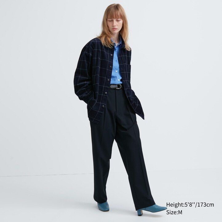 navy mens uniqlo corduroy oversized checked overshirt