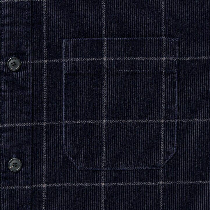navy mens uniqlo corduroy oversized checked overshirt