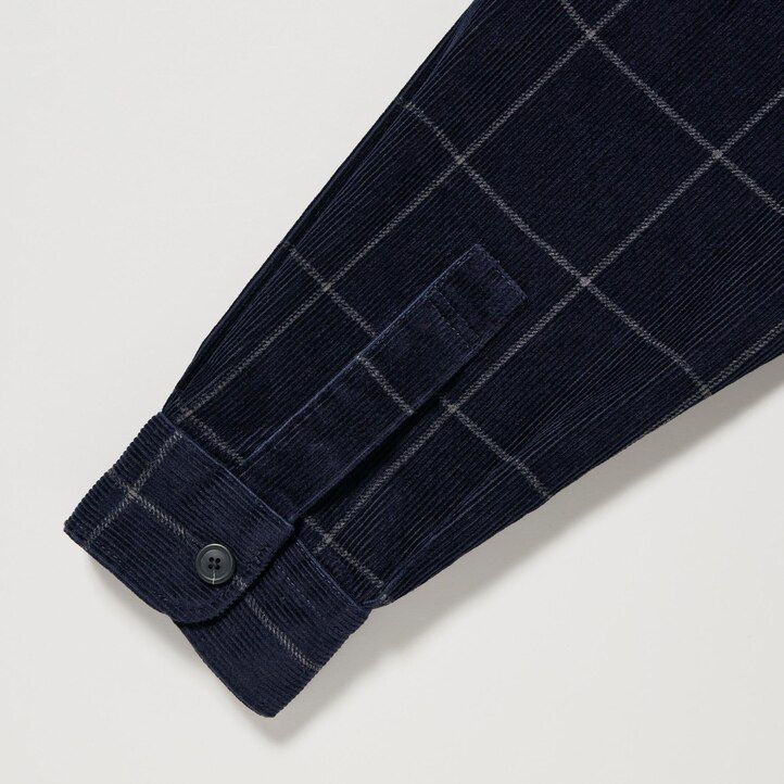 navy mens uniqlo corduroy oversized checked overshirt