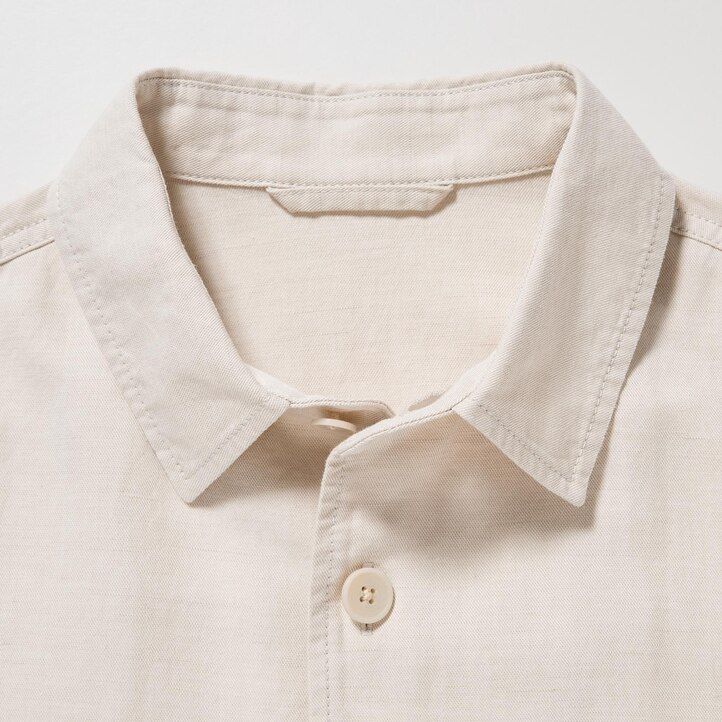 olive mens uniqlo cotton linen overshirt