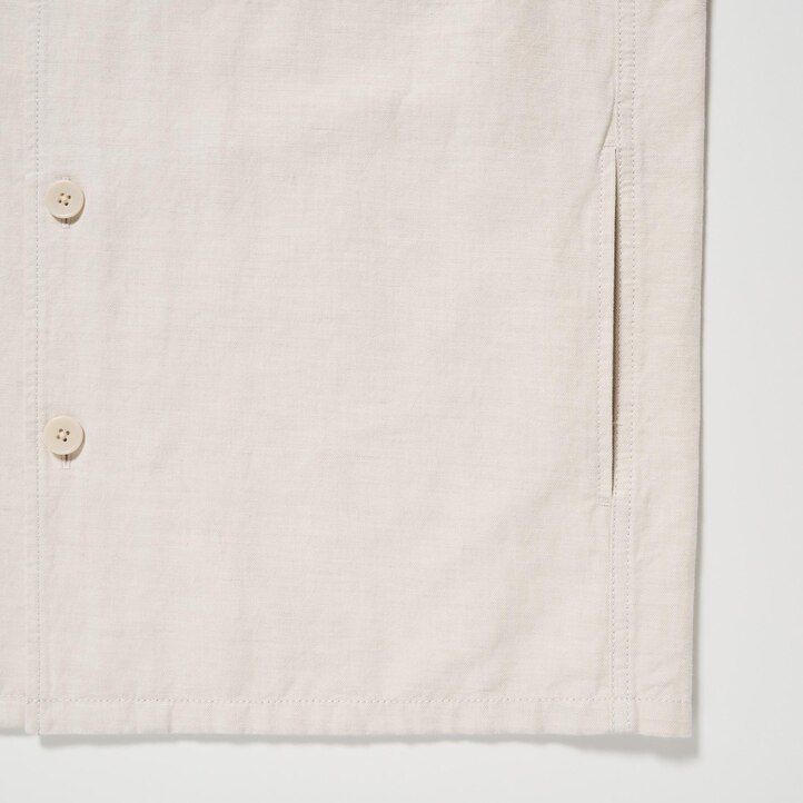 olive mens uniqlo cotton linen overshirt