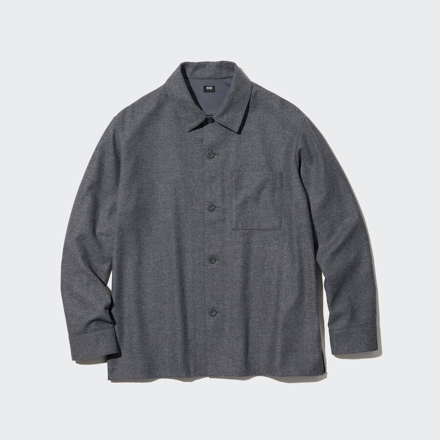 grey mens uniqlo brushed twill overshirt
