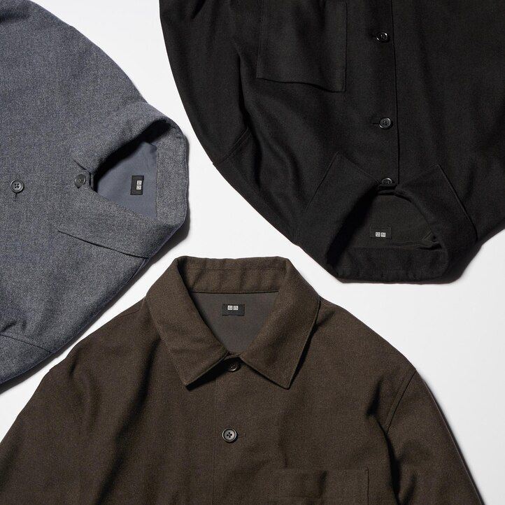 grey mens uniqlo brushed twill overshirt