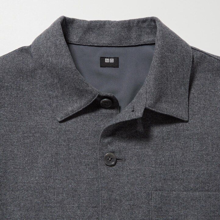 grey mens uniqlo brushed twill overshirt