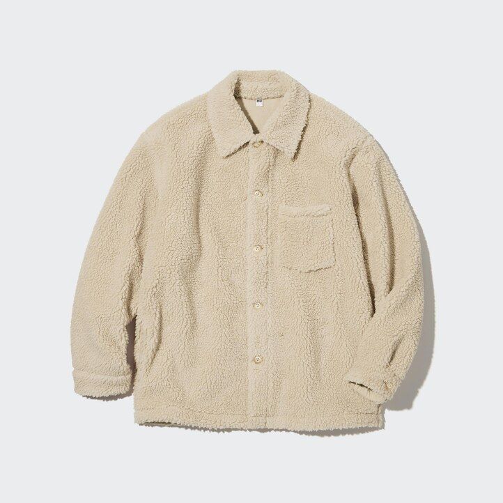 uniqlo windproof outer fleece mens overshirt brown