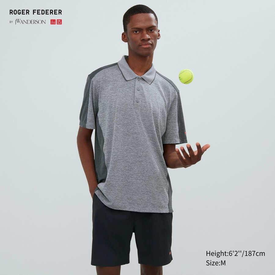 grey mens uniqlo dry ex polo shirt