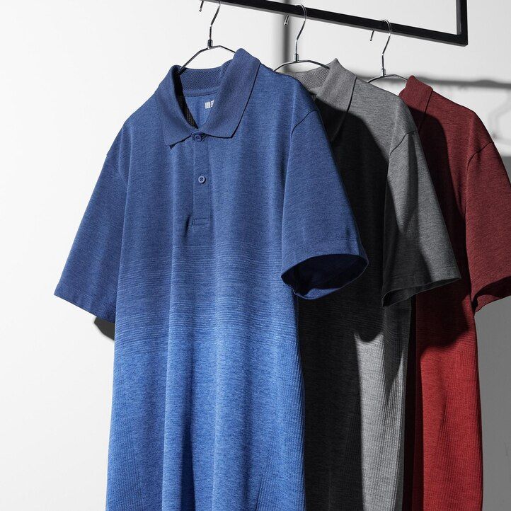 grey mens uniqlo dry ex polo shirt