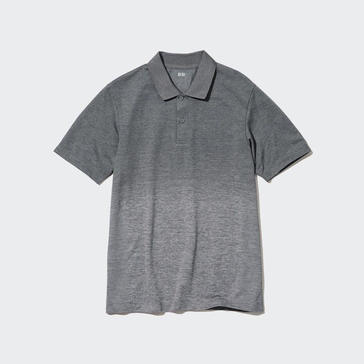 grey mens uniqlo dry ex polo shirt