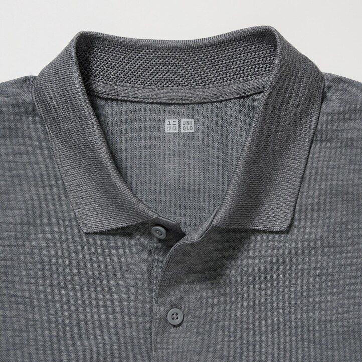 grey mens uniqlo dry ex polo shirt