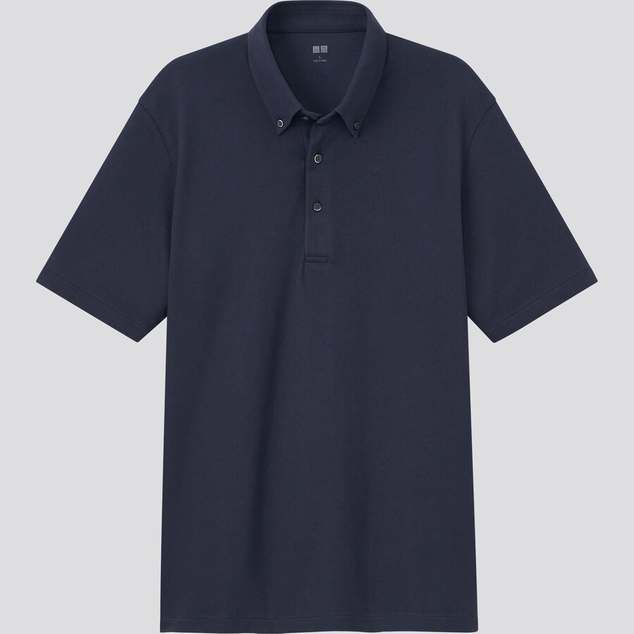 mens uniqlo airism pique 2021 season polo shirt navy