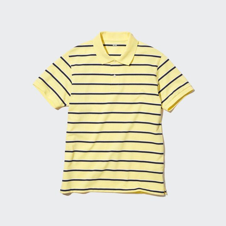 mens uniqlo dry pique striped polo shirt white