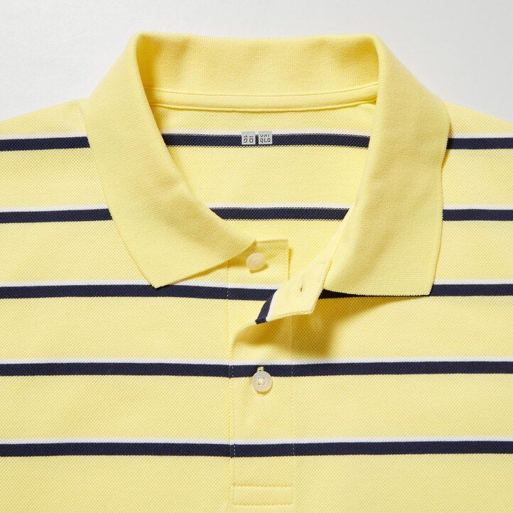 mens uniqlo dry pique striped polo shirt white