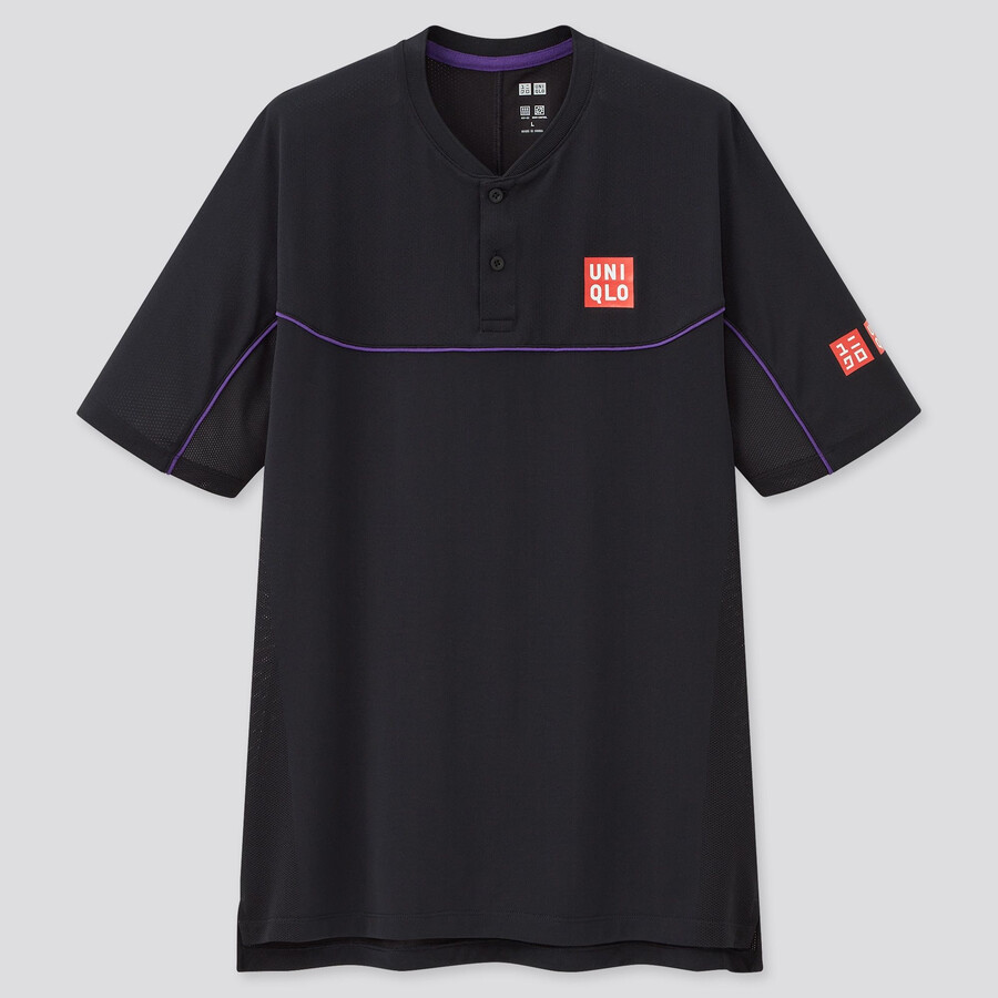 mens uniqlo roger federer dry ex us 2021 2021 season polo shirt black