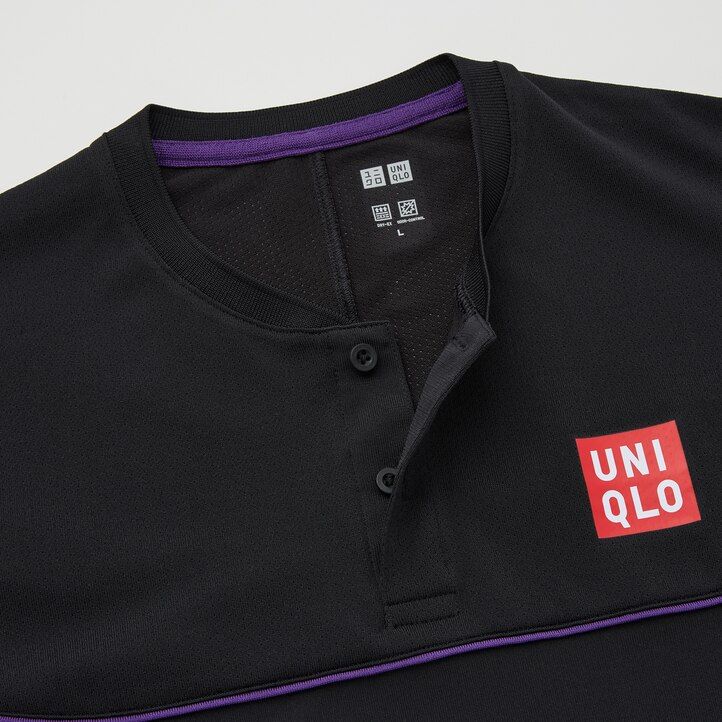mens uniqlo roger federer dry ex us 2021 2021 season polo shirt black