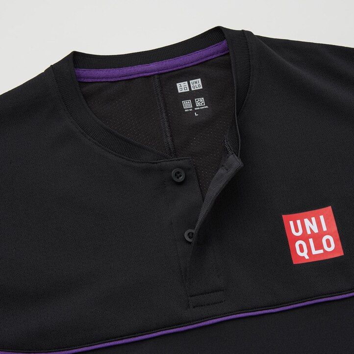 mens uniqlo roger federer dry ex us 2021 2021 season polo shirt black