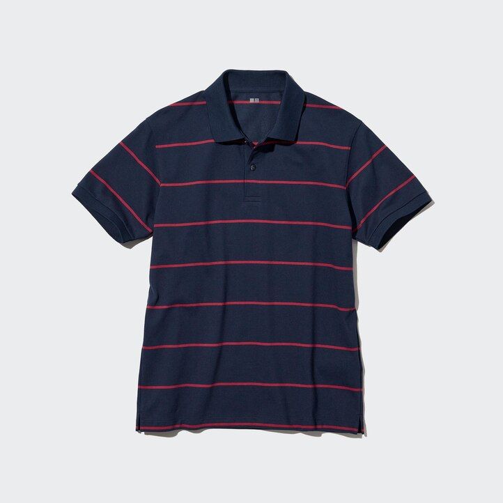 mens uniqlo dry pique striped polo shirt white