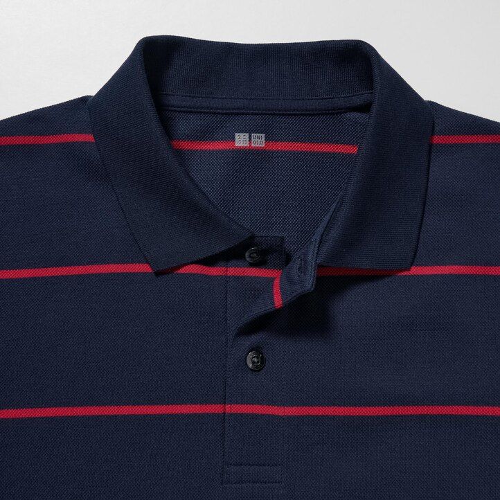 mens uniqlo dry pique striped polo shirt white