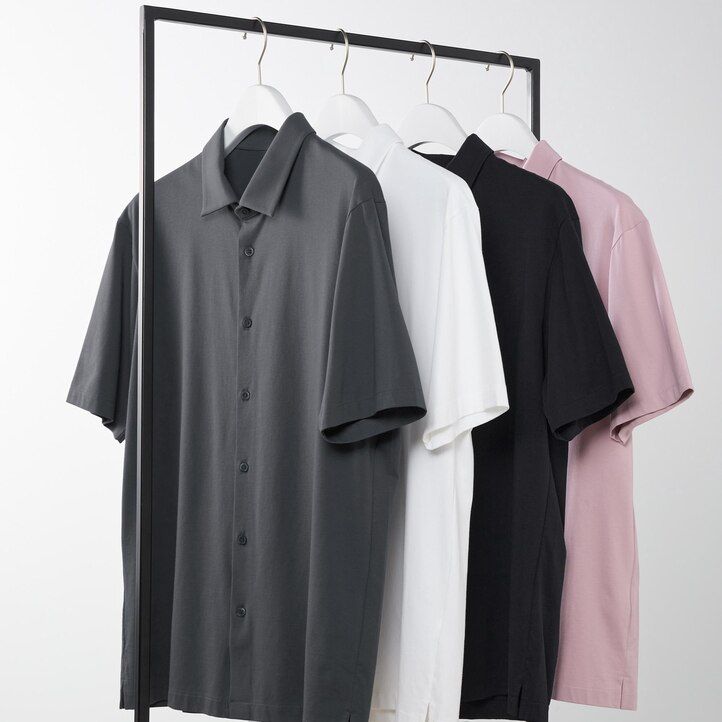 uniqlo airism open collar mens polo shirt pink