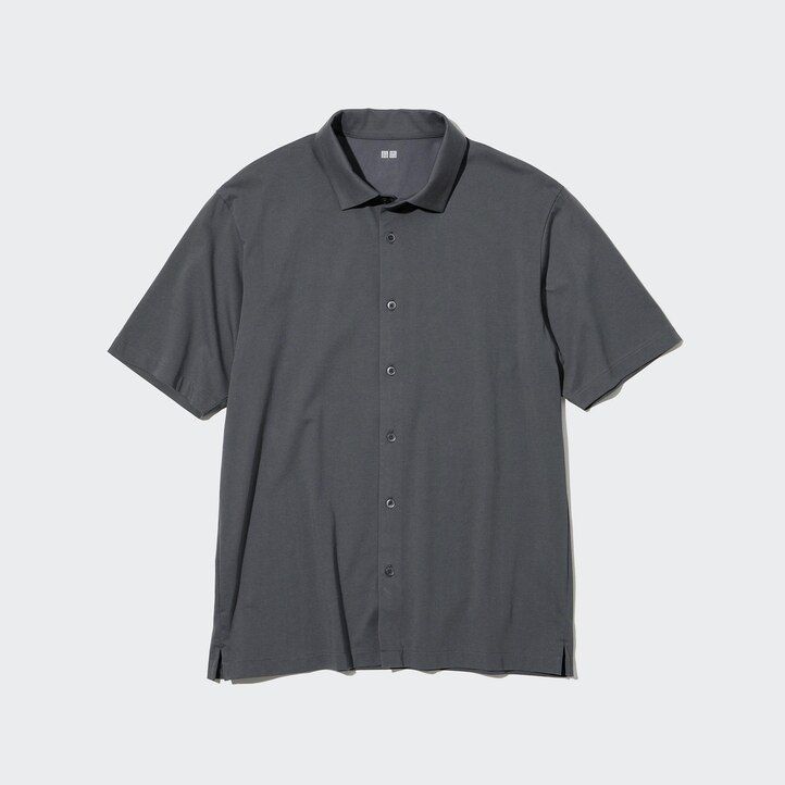 uniqlo airism open collar mens polo shirt pink