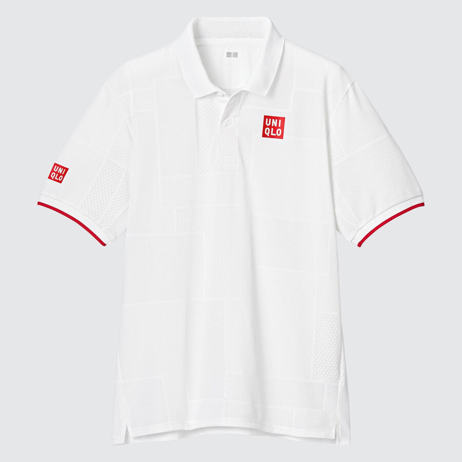 white mens uniqlo kei nishikori london 2022 dry ex polo shirt