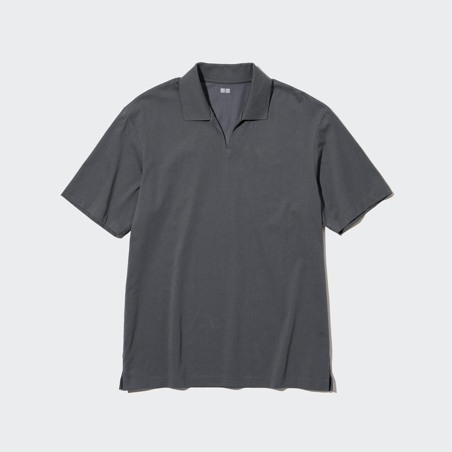uniqlo airism skipper collar mens polo shirt grey