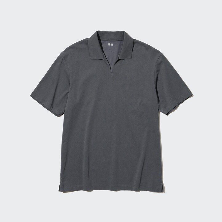 uniqlo airism skipper collar mens polo shirt grey