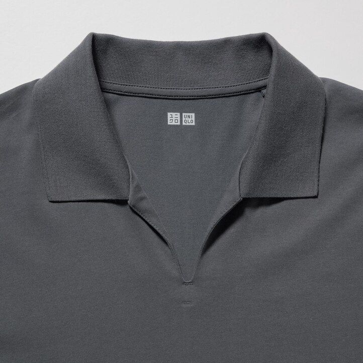 uniqlo airism skipper collar mens polo shirt grey