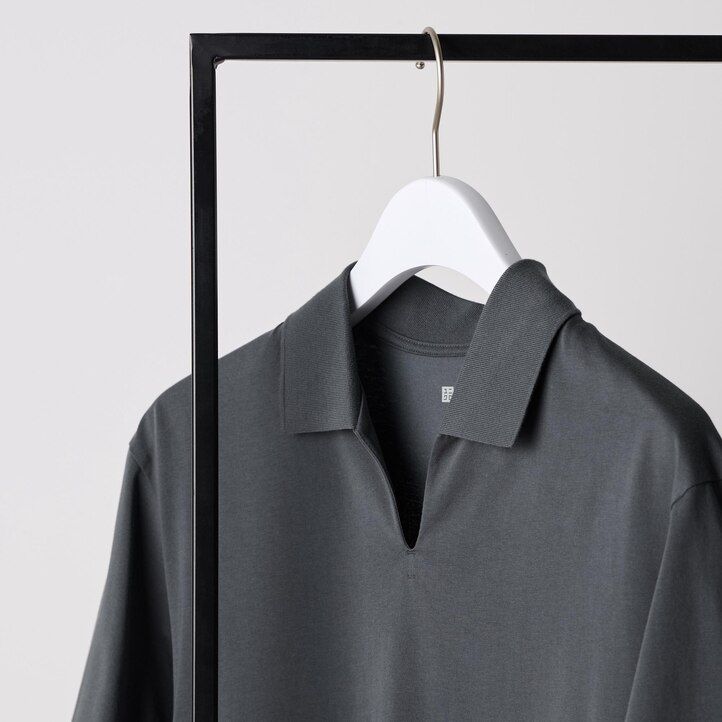uniqlo airism skipper collar mens polo shirt grey