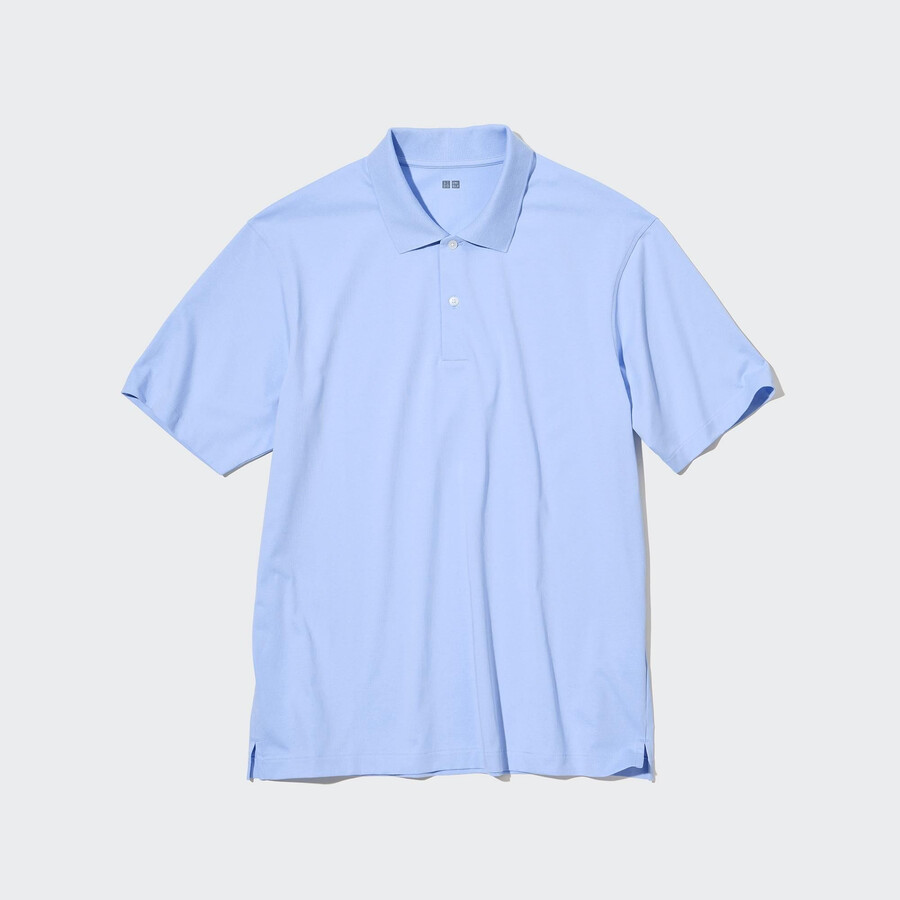 blue uniqlo airism mens polo shirt
