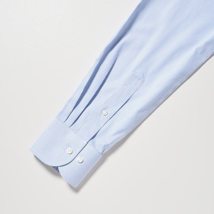 mens uniqlo super non iron regular fit striped semi cutaway collar shirts blue