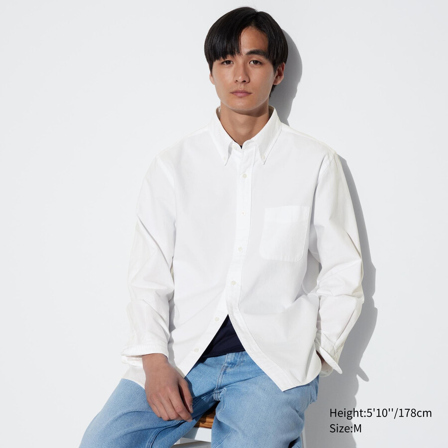 uniqlo regular fit oxford regular collar mens shirts white