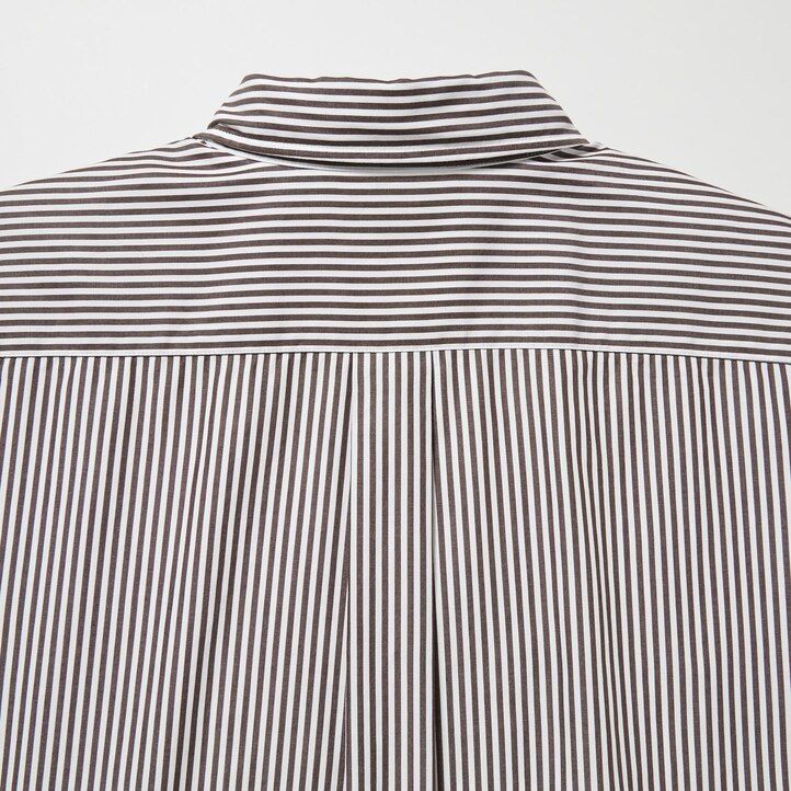 orange uniqlo extra fine cotton broadcloth regular fit striped button down collar mens shirts