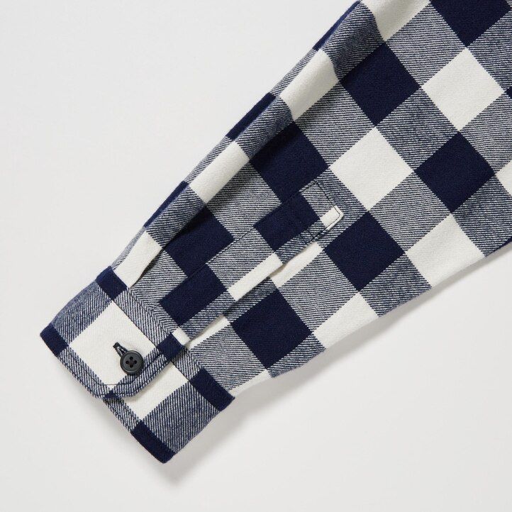 white mens uniqlo flannel regular fit checked regular collar shirts