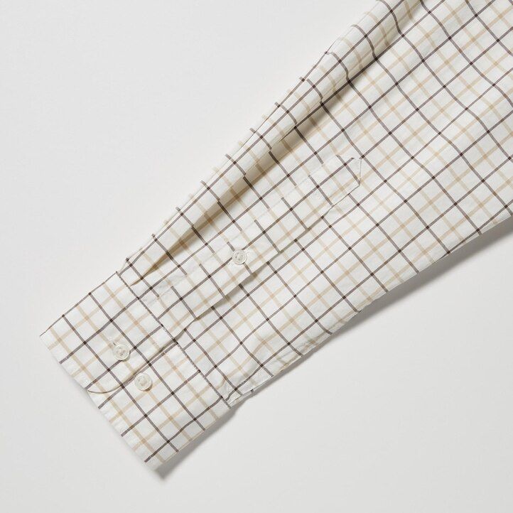 uniqlo extra fine cotton broadcloth regular fit checked button down collar mens shirts white