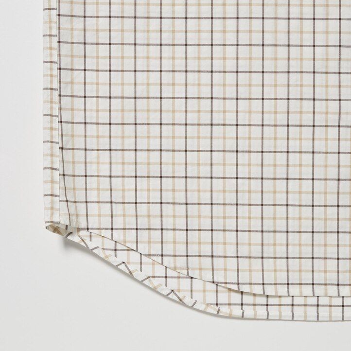 uniqlo extra fine cotton broadcloth regular fit checked button down collar mens shirts white