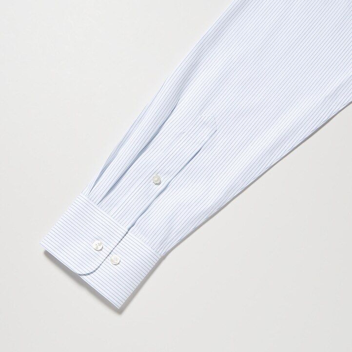 blue uniqlo super non iron slim fit striped regular collar mens shirts