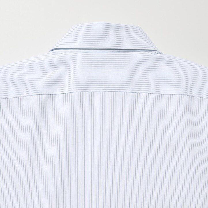 blue uniqlo super non iron slim fit striped regular collar mens shirts
