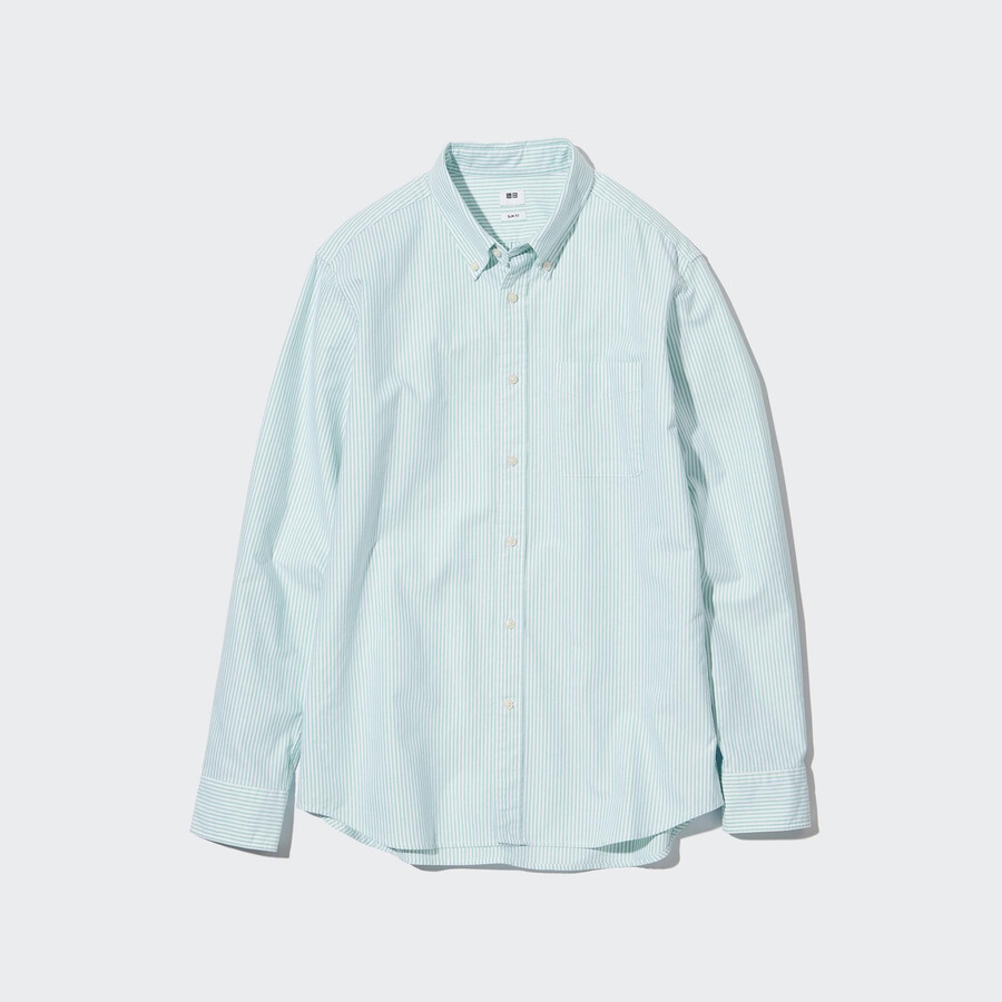 uniqlo slim fit striped oxford mens shirts green