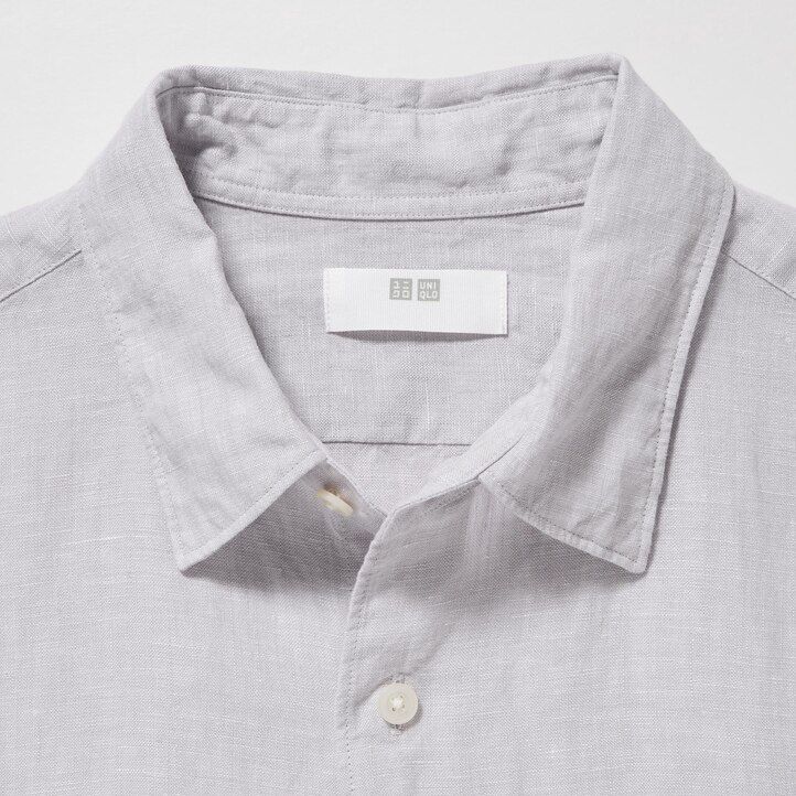 uniqlo 100pct premium linen regular fit-shirt regular collar mens shirts light green