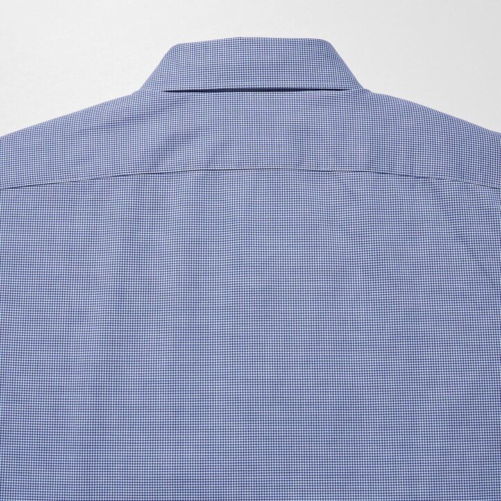 blue mens uniqlo easyre broadcloth stretch slim fit-shirt semi cutaway collar shirts