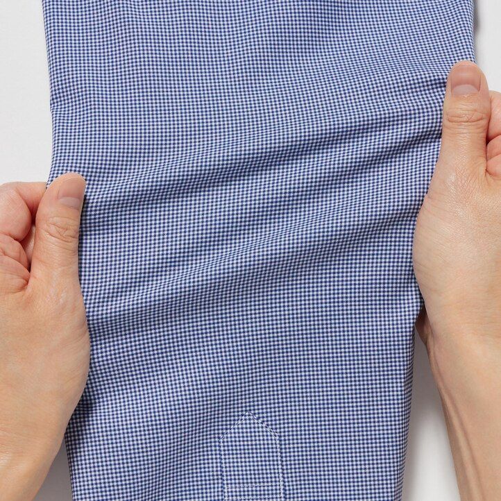 blue mens uniqlo easyre broadcloth stretch slim fit-shirt semi cutaway collar shirts